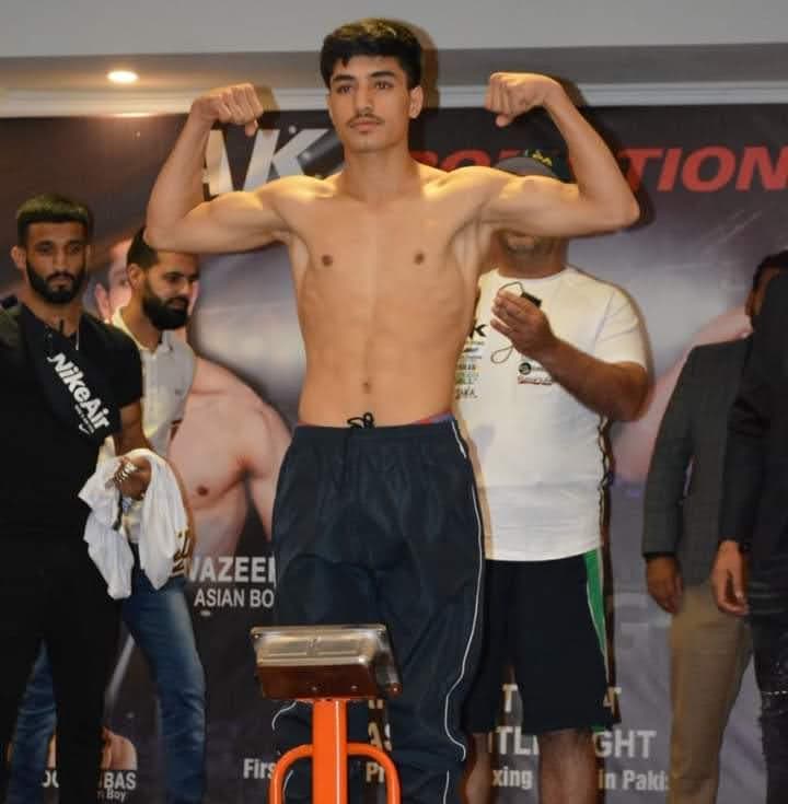 Zahoor Abbas, boxing coach at Raees Fitness & Boxing Gym, at a professional weigh-in